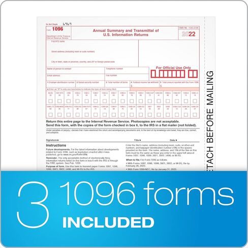 TOPS 1099 NEC 3 Up Forms 2022, Tax Forms Kit for 30 Recipients, 5 Part NEC Tax Form Sets with Self Seal 1099 Envelopes and 3 1096 (TX22905NEC-22) in Saudi Arabia