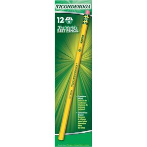 Ticonderoga Wood-Cased Pencils, Unsharpened, #4 2H Extra Hard, Yellow, 12 Count