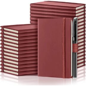 Laumoi 36 Sets Pocket Notebook Journals with Pens A6 Cute Small Journal Notebook Ruled Lined Mini Notepad Hardcover Executive Notebooks Set with Pen Holder for School Office, 3.7 x 5.7 Inch (Black)