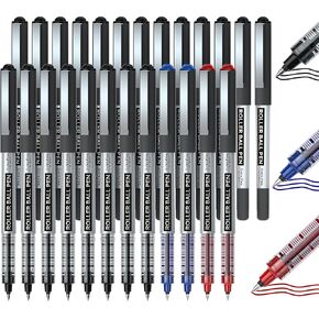 Shuttle Art RollerBall Pens, 50 Pack Black Fine Point Roller Ball Pens, 0.5mm Liquid Ink Pens for Writing Journaling Taking Notes School Office