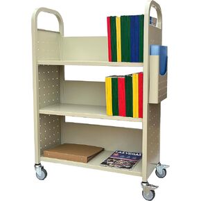 Workington Rolling Book Truck Book Cart with 3 Flat Shelves, Library Book Cart with Swivel Lockable Casters 3001 Apple Green