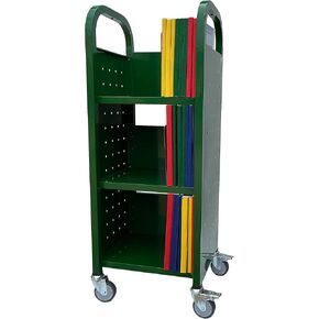 Workington Single Bank Rolling Book Truck Book Cart with 3 Flat Shelves, Library Book Cart with Swivel Lockable Casters 3000 Black