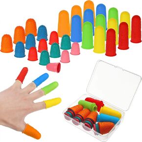 30 Pieces Silicone Finger Protectors Rubber Finger Tips Pads Finger Cover Caps with Assorted Sizes for Hot Glue Sewing Crafts Wax Resin Honey Adhesives Counting Collating Writing Sorting Tasks in Saudi Arabia