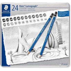 STAEDTLER Lumograph Graphite Drawing and Sketching Pencils 100G6, Set of 6 Degrees in an Attractive Storage Tin (100G6) in Saudi Arabia