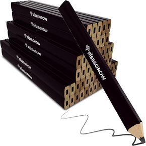 50 Set, Black Carpenters Pencils Bulk 7" – HB Lead Flat Construction Pencils for Men and Women - Woodworking Pencils for Marking Wood, Concrete and Plastic (Black)