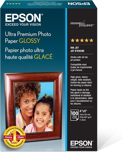 Epson Ultra Premium Photo Paper Glossy - S042174, 4" x 6" (100 sheets) in Saudi Arabia