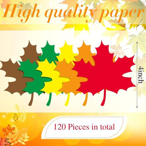 Demissle 120 Pcs Large Fall Leaves Cutouts Maple Paper Leaf Cutouts 4'' for Bulletin Board with Glue Points Autumn Leaf Assorted Artificial Fall Leaf for Craft Classroom Thanksgiving (Colorful) in Saudi Arabia