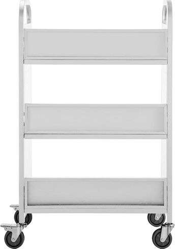 VEVOR Book Cart, 200LBS Library Cart, 49.2''x29.5''x13.8'' Rolling Book Cart, Single Sided V-Shaped Sloped Shelves with 4 Inch Lockable Wheels for Home Shelves Office School Book Truck, White in Saudi Arabia