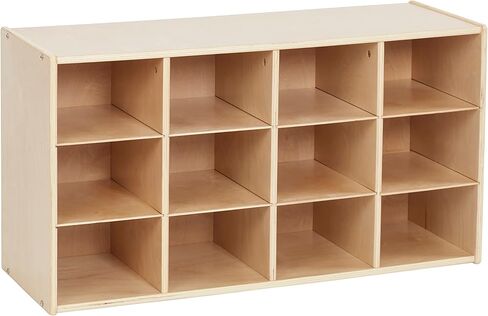 ECR4Kids Streamline 12 Cubby Tray Storage Cabinet, 3x4, Classroom Furniture, Natural in Saudi Arabia