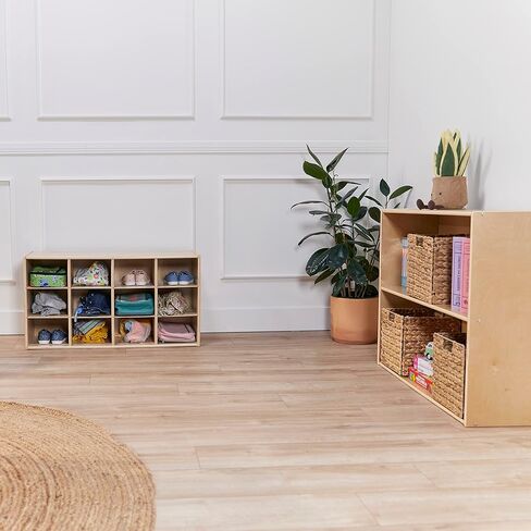 ECR4Kids Streamline 12 Cubby Tray Storage Cabinet, 3x4, Classroom Furniture, Natural in Saudi Arabia