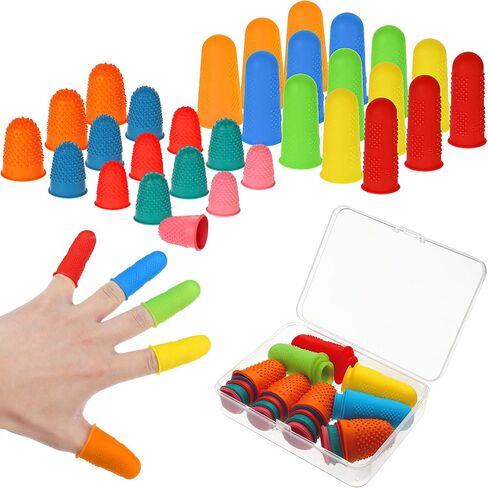 30 Pieces Silicone Finger Protectors Rubber Finger Tips Pads Finger Cover Caps with Assorted Sizes for Hot Glue Sewing Crafts Wax Resin Honey Adhesives Counting Collating Writing Sorting Tasks in Saudi Arabia