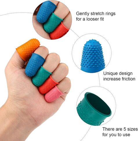 30 Pieces Silicone Finger Protectors Rubber Finger Tips Pads Finger Cover Caps with Assorted Sizes for Hot Glue Sewing Crafts Wax Resin Honey Adhesives Counting Collating Writing Sorting Tasks in Saudi Arabia