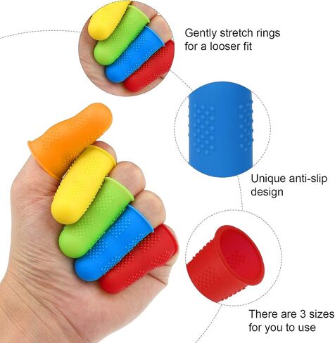 30 Pieces Silicone Finger Protectors Rubber Finger Tips Pads Finger Cover Caps with Assorted Sizes for Hot Glue Sewing Crafts Wax Resin Honey Adhesives Counting Collating Writing Sorting Tasks in Saudi Arabia