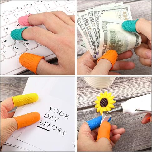 30 Pieces Silicone Finger Protectors Rubber Finger Tips Pads Finger Cover Caps with Assorted Sizes for Hot Glue Sewing Crafts Wax Resin Honey Adhesives Counting Collating Writing Sorting Tasks in Saudi Arabia