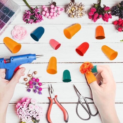 30 Pieces Silicone Finger Protectors Rubber Finger Tips Pads Finger Cover Caps with Assorted Sizes for Hot Glue Sewing Crafts Wax Resin Honey Adhesives Counting Collating Writing Sorting Tasks in Saudi Arabia