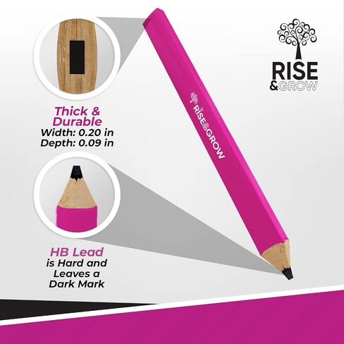 مجموعة Rise & Grow 50، أقلام رصاص للنجارين باللون الأسود مقاس 7 بوصات - أقلام رصاص مسطحة للبناء من HB للرجال والنساء - أقلام رصاص للأعمال الخشبية لوضع علامات على الخشب والخرسانة والبلاستيك (أسود) in Kuwait