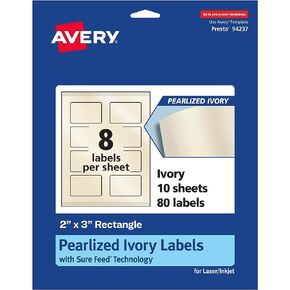 Avery Pearlized Ivory Rectangle Labels with Sure Feed Technology, Print-to-The-Edge, 2" x 3", 80 Pearlized Ivory Labels, Laser/Inkjet Printable Labels in Saudi Arabia