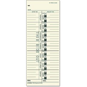 TOPS 1259 Time Card for Acroprint/IBM/Lathem/Simplex, Weekly, 3 1/2 x 9 (Box of 500) in Kuwait
