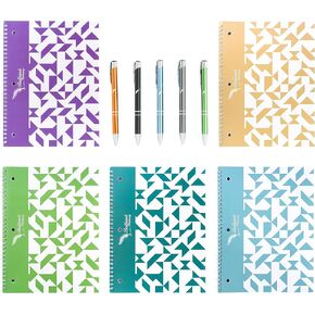 Bestfreinds stationary Spiral Notebooks and pen set, Metal black Ball pens, 5 pack, College Ruled, 8 x 10-1/2 Inch sheet, 70 Sheets, 1-Subject. in Saudi Arabia