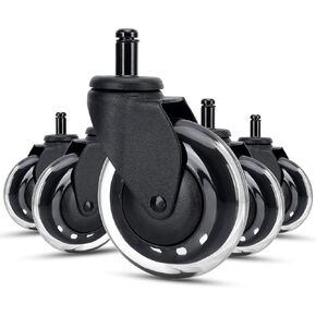 PRITEK Office Chair Wheels Set of 5, 3" Replacement Heavy Duty Rollerblade Rubber Chair Caster Wheels, Upgraded Version to Prevent Fluff and Dust in Kuwait