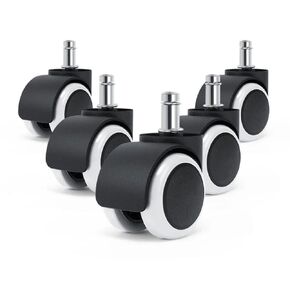عجلات كرسي مكتب عالمية TBACW مقاس 2 بوصة بديلة شديدة التحمل، عجلات عجلات مطاطية بدون ضوضاء، ساق ذات حجم قياسي 7/16 بوصة 11 مم مجموعة من 5 قطع in Kuwait