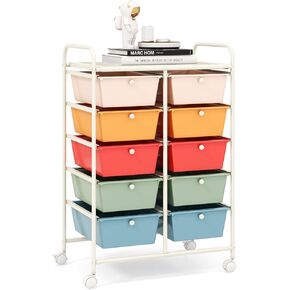 RELAX4LIFE 12-Drawer Rolling Storage Cart - Mobile Utility Drawer Carts with Wheels, Craft Organizers Cart for Organization and Storage, Classroom, School, Office, Home in Kuwait
