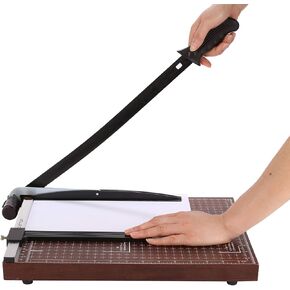 ماكينة تشذيب الورق المقصلة للورق بطول 15 بوصة وسعة 12 ورقة، قاعدة خشبية مع مشبك قابل للتعديل وقفل أمان (مخزون أمريكي) (15 بوصة) in Kuwait