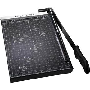 قاطعة ورق Puatul للبطاقات شديدة التحمل مقاس 12 بوصة، وقاعدة معدنية لتشذيب المقصلة بطول 12 بوصة، وسعة الأوراق، والمدرسة في الفصول الدراسية للمكتب المنزلي (أسود، A4) in Kuwait