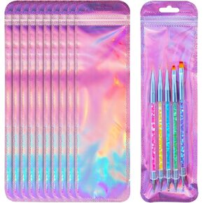 100PCS Holographic Packaging Bag, 2.5x9.4 inch Resealable Packaging Ziplock Bags for Small Business, Pen, Lipgloss, Jewelry, Candy (100pcs holographic rose bag)