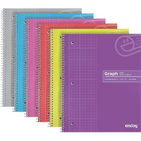 Graph Paper Notebook (4 Pack) Grid Notebook, 100 Sheets Graph paper spiral notebook, Graph notebook, 4 Squares per inch Grid paper notebook, White Paper Quad Ruled Spiral Assorted Colors - by Enday