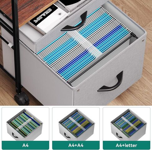 YITAHOME 2 Drawer Mobile File Cabinet, Vertical Fabric File Cabinet with Open Storage Shelf, Rolling Printer Stand for Home Office, Fits A4/Letter Size (Grey) in Saudi Arabia