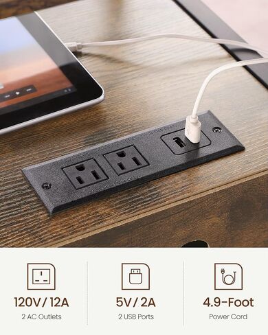 خزانة ملفات جانبية من كافونتي، خزائن ملفات مكتبية مع مقبس ومنفذ شحن USB، حامل طابعة دوار عصري مع مساحة تخزين لـ A4، حجم الرسائل ومجلدات الملفات، للمكتب المنزلي، بني ريفي in Saudi Arabia
