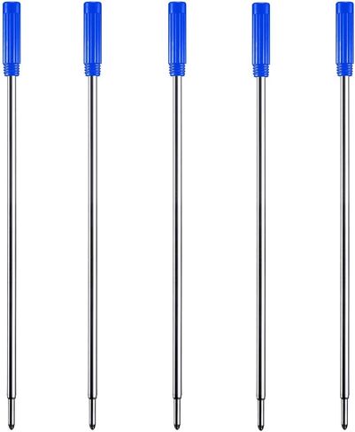 HeTaoCat Red Ink Refill Pack of 5, Replaceable Ballpoint Pen Refills, Medium Point Metal Refil (Black) in Saudi Arabia