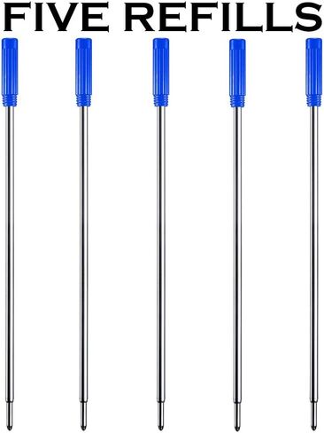 HeTaoCat Red Ink Refill Pack of 5, Replaceable Ballpoint Pen Refills, Medium Point Metal Refil (Black) in Saudi Arabia