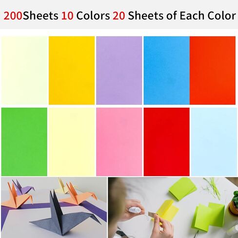 WYKOO 200 Sheets Colored Card Stock Printer Paper, 100gsm Colored Paper, Colored A4 Copy Paper, Lightweight Art Colored Paper for Kids Adults School Drawing in Kuwait