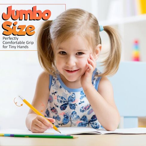 Emraw Pre Sharpened Round Primary Size No 2 Jumbo Pencils for Preschoolers, Elementary Kids - Pack of 24 Premium Fat Pencils in Saudi Arabia