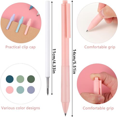 Yolev 6PCS Inkless Magic Pencil, Morandi Color Retractable Infinity Pencil for Writing Drawing with Extra 6 Lead Refills, Reusable Everlasting PencilHome Office School Supplies in Saudi Arabia