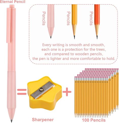 Yolev 6PCS Inkless Magic Pencil, Morandi Color Retractable Infinity Pencil for Writing Drawing with Extra 6 Lead Refills, Reusable Everlasting PencilHome Office School Supplies in Saudi Arabia