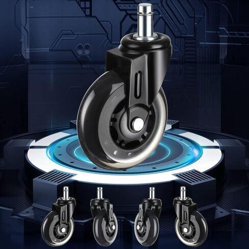 عجلات كرسي مكتب بوبولوف، عجلات بديلة لكراسي المكتب، عجلات كرسي ملائمة عالميًا بنسبة 98%، عجلات للسجاد والخشب الصلب والبلاط (3 بوصة، مجموعة من 5) in Kuwait