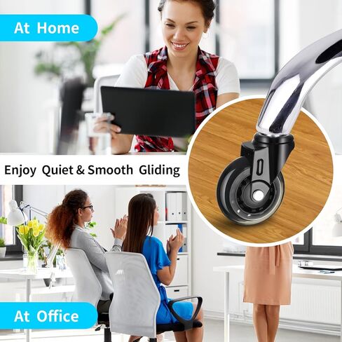 عجلات كرسي مكتب بوبولوف، عجلات بديلة لكراسي المكتب، عجلات كرسي ملائمة عالميًا بنسبة 98%، عجلات للسجاد والخشب الصلب والبلاط (3 بوصة، مجموعة من 5) in Kuwait