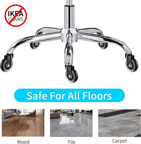 عجلات كرسي مكتب بوبولوف، عجلات بديلة لكراسي المكتب، عجلات كرسي ملائمة عالميًا بنسبة 98%، عجلات للسجاد والخشب الصلب والبلاط (3 بوصة، مجموعة من 5) in Kuwait