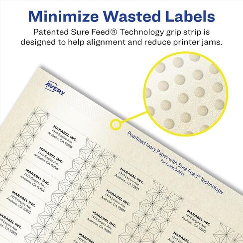 Avery Pearlized Ivory Rectangle Labels with Sure Feed Technology, Print-to-The-Edge, 2/3" x 1-3/4", 440 Pearlized Ivory Labels, Laser/Inkjet Printable Labels in Saudi Arabia