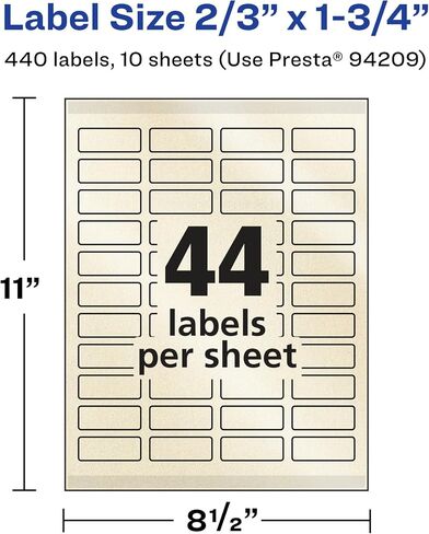 Avery Pearlized Ivory Rectangle Labels with Sure Feed Technology, Print-to-The-Edge, 2/3" x 1-3/4", 440 Pearlized Ivory Labels, Laser/Inkjet Printable Labels in Saudi Arabia