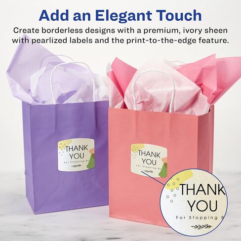 ملصقات مربعة مقوسة عاجية لؤلؤية من Avery مزودة بتقنية التغذية المؤكدة، طباعة على الحافة، 2 بوصة × 2-3/16 بوصة، 120 ملصقًا عاجيًا لؤلؤيًا، ملصقات قابلة للطباعة بالليزر/نفث الحبر in Kuwait