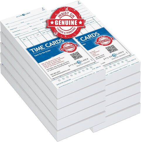 Pyramid Time Systems, 3800-10MB, Genuine and Authentic Time Cards for The Pyramid Model 3800 Auto Totaling Time Clock, 1,000 per Pack, time Cards, White in Kuwait