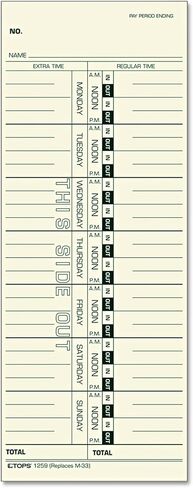 TOPS 1259 Time Card for Acroprint/IBM/Lathem/Simplex, Weekly, 3 1/2 x 9 (Box of 500) in Saudi Arabia