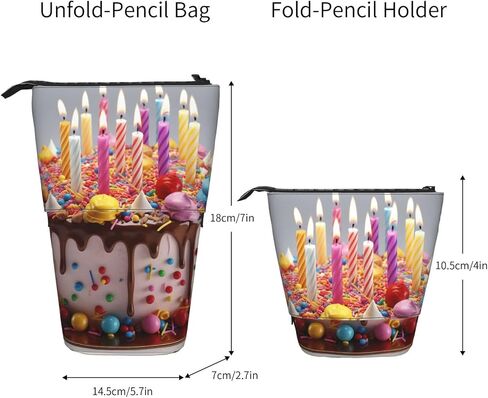 RLDOBOFE Standing Pencil Case Happy Birthday Beautiful Print Telescopic Pencil Case Cute Pencil Pouch Portable Pencil Bag Pop Up Pencil Holder Makeup Bag for Holiday Gift in Kuwait