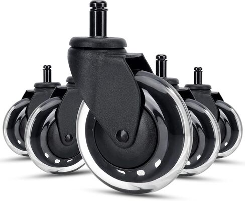 PRITEK Office Chair Wheels Set of 5, 3" Replacement Heavy Duty Rollerblade Rubber Chair Caster Wheels, Upgraded Version to Prevent Fluff and Dust in Kuwait