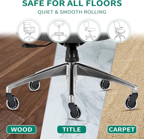 PRITEK Office Chair Wheels Set of 5, 3" Replacement Heavy Duty Rollerblade Rubber Chair Caster Wheels, Upgraded Version to Prevent Fluff and Dust in Kuwait