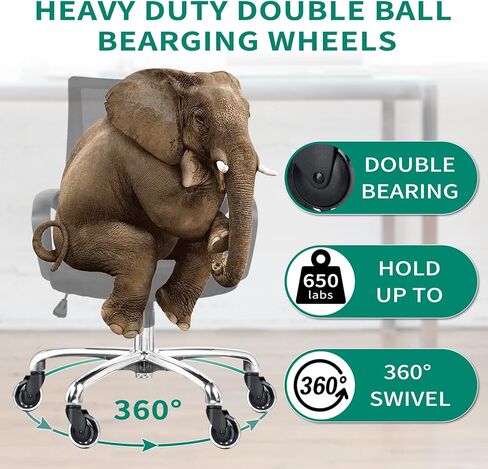 PRITEK Office Chair Wheels Set of 5, 3" Replacement Heavy Duty Rollerblade Rubber Chair Caster Wheels, Upgraded Version to Prevent Fluff and Dust in Kuwait